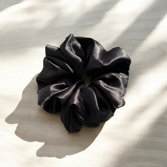 The Black Satin Scrunchie